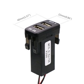 QC3.0+5V 3A Dual USB Power Socket, Quick Charge Car Charger USB Adapter for Smart Phone PDA Android GPS Use for Toyota VIGO