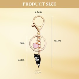 Auiremrti Keychain with Heart and Cat, Metal Keychain for Cat Lovers, Cute Keychain for Women and Partner Gift