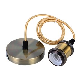 Hsthe Sea Metal E27 Vintage Lamp Holder, E27 Retro Lamp Suspension with Cable, Lamp Suspension with Screw Ring, Vintage Pendant Light with Ceiling Mount, 1 m Cable, Bronze