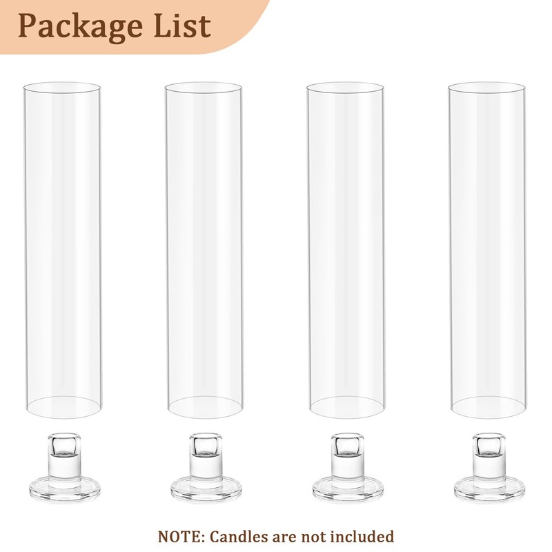 Hurricane Candle Holder Thickened Cylinder Covers 4 Pcs Taper Candle