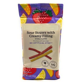 Strawberry – Yuzu & Mango Sour Straws with Creamy Fillings, Naturally Flavored, 5oz/141g – Pack of 1