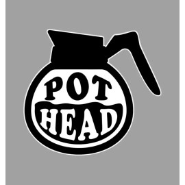 Texas Hart Designs Coffee Pot Head Laptop Sticker