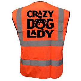 Crazy Dog Lady Orange Hi Vis Viz Safety Vest Waistcoat Reflective High Visibility EN471 BS Large