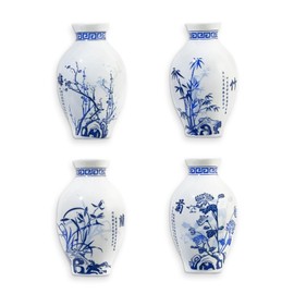 TDIAVH 4PCS Refrigerator Magnets,Chinese Blue and White Porcelain Ceramic Vase Fridge Magnets for Office,Mini Vase Magnets for Kitchen Decoration,House and Locker