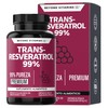 Trans-Resveratrol 99% | Alta Concentración de Resveratrol Blanco | Cápsulas