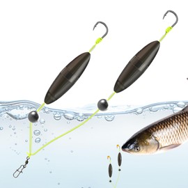Rigs for Bottom Fishing,Double Reverse Hooks Surf Fishing Accessories - Floating Snag Resistant Lures Split Avoiding Grass Swimming Bait for Beginners Professionals Birthday