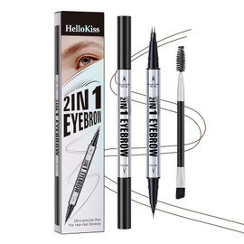 Microblading Eyebrow Pen, 2 Tip Precise Microblade Eyebrow Pencil That Looks Like Hair, Waterproof Natural Eye Brow Pencils for Women, Non Dry Out and Last All Day (Brown)