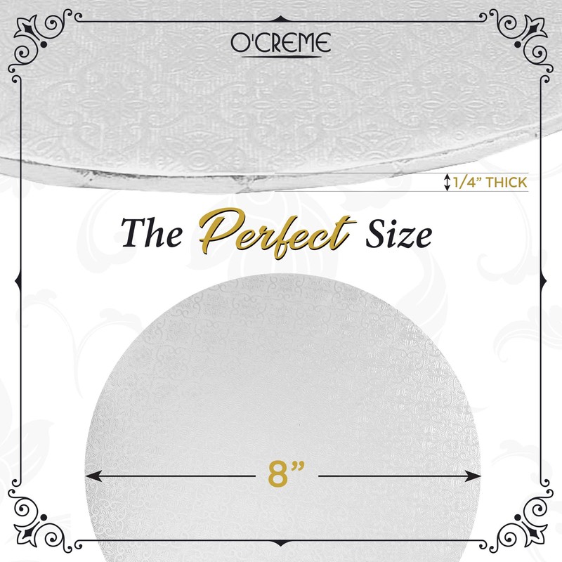 O'CREME White Wraparound Cake Pastry Round Drum Board 1/4 Inch