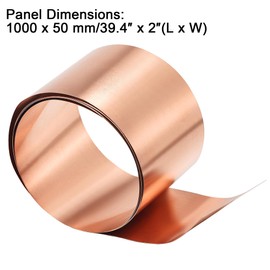 TA-VIGOR 1Pcs Copper Sheet Roll, 1000mm x 50mm x 0.1mm Pure Copper Strip Metal Foil Sheet Plate for Crafts Electrical DIY Projects