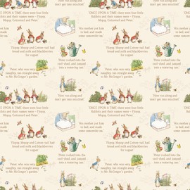 The Tale of Peter Rabbit Text Cream Fabric