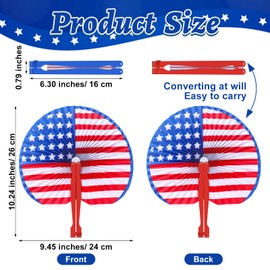 Maitys 60 Pcs 4th of July Hand Fans American Flag Fans 4th of July Patriotic Themed American Flag Folding Fans USA Patriotic Design Round Folding Handheld Paper Fans for 4th of July Holiday