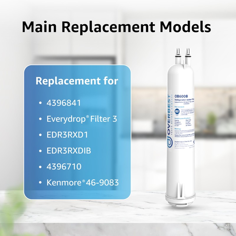 Overbest OB6008 Refrigerator Water Filter Replacement for 4396841, Everydrop® Filter
