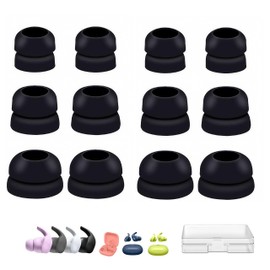 Aginkgo Double Flange Ear Tips for Beats Fit Pro Earbud, Also Compatible for Beats Studio Buds, Noise Isolation Anti-Slip Soft Comfort Fit in The Charging Case 12PCS, S/M/L, Black