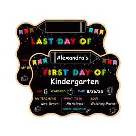 FLYAB First&Last Day of School Sign - Reusable Erasable Double Sided Board Photo Props for Pre-K Kindergarten Kids Back to School Supplies