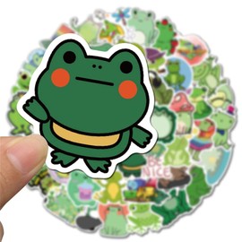 Cute Frog Stickers, 50Pcs Kawaii Cartoon Animal Dovipta Vinyl Waterproof Stickers for Water Bottles,Laptop,Scrapbook, Journal, Funny Frog Aesthetic Decals, Party Supplies
