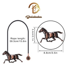 Dalababa Magnetic Curtain Tiebacks, 2 Pcs Horse-shape Curtain Tie Backs, Retro Drapery Holdbacks Rope Holder Straps Buckles for Cafe Balcony Home Decor - Copper