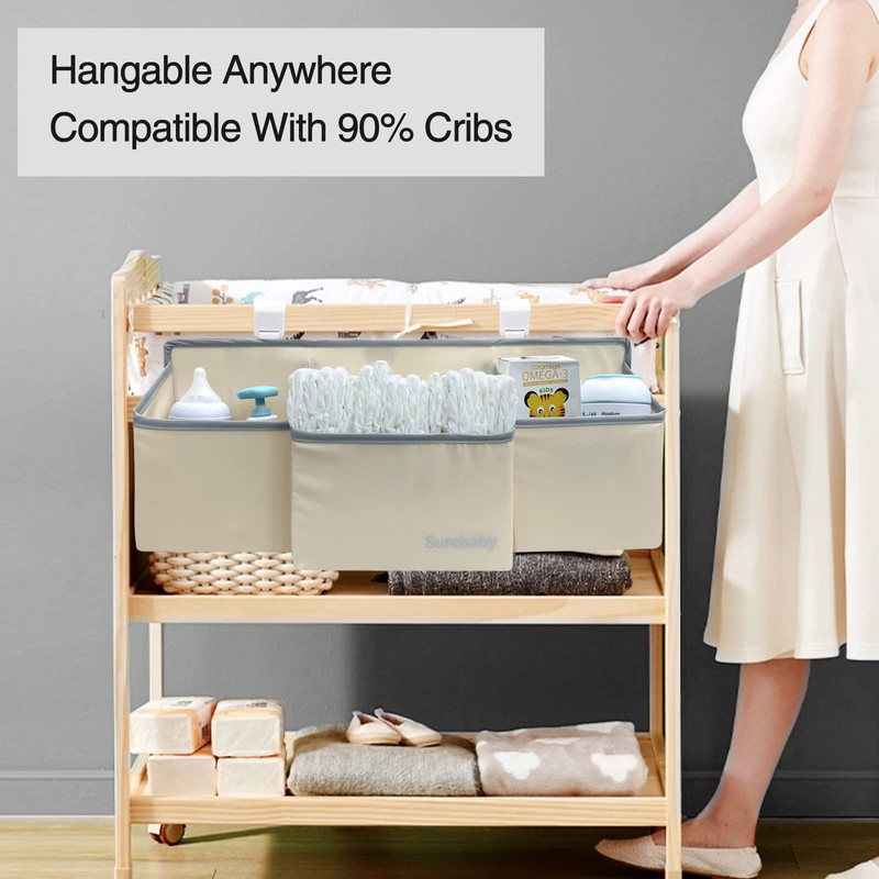 surebaby Hanging Baby Diaper Caddy, 3-in-1 Diaper Caddy Organizer Holder
