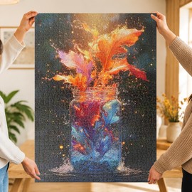 Luneko Jigsaw Puzzle per adulti, 1000 pezzi, sfida impossibile e difficile mondo in bottiglia paesaggio naturale con spruzzi d'acqua, 1000 pezzi, decorazione da parete, 70 x 50 cm