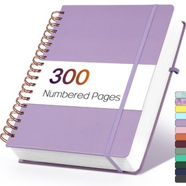 Forvencer A4 Lined Spiral Journal Notebook with 300 Numbered Pages, 11" X 8.5" Thick Journals for Writing with 100GSM Paper, Hardcover Notebooks with Contents for Work, School, Purple