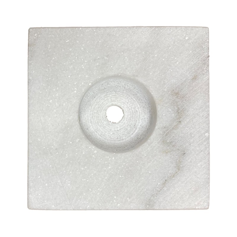 Lamp/Sculpture Base-Marble-5"-Square: Black or White (1 Pc.) (5" Marble-Square-White-No Cord