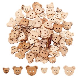 arricraft 120 Pcs Animal Wooden Sewing Buttons, 6 Styles, 2-Hole Bear Shape Wood Buttons for Sewing Crafts & Decorations