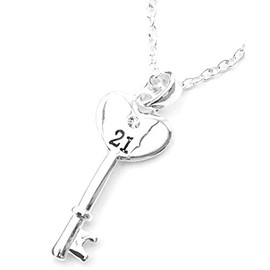 Equilibrium Silver Plated Key Pendant 21st Birthday Necklace (54411)