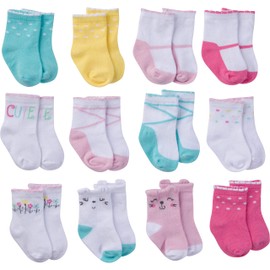 Onesies Brand Unisex Baby 12-Pair Bootie Socks Cat Crew Socks 6-12 Months