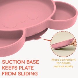 Chippi&Co Suction Plates For Baby 6+ Months, Toddler Feeding Supplies, Divided Dishes For Kids, Led Weaning Food Tray, Platos Para Bebes Comida 6 Meses, Silicone Utensils Set 1-3 Year Old (Bear Tray)