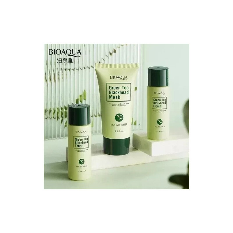 Bioaqua Kit Mascarilla, Limpiador Y Tonificante De Té Verde, Acné