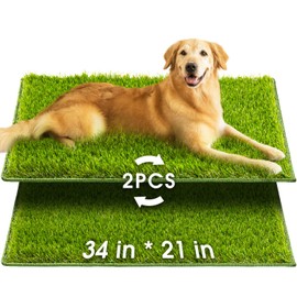 Hompet Artificial Grass for Dogs, 34"x21", Professional Dog Grass Mat, Easy to Clean with Drainage Holes, Potty Training Pad and Replacement Fake Grass Turf, Outdoor Rug Patio Lawn Decoration