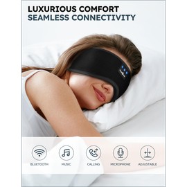 MUSICOZY Sleep Headphones, Bluetooth 5.4 Sleep Mask Headband Headphones Sleeping Eye Mask, Wireless Music Earbuds Earphones with HD Stereo Speakers for Side Sleepers, Cool Gadgets Unique Gift