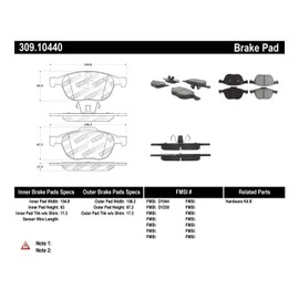 StopTech 309.10440 Sport Brake Pads with Shims and Hardware