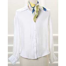 Allegra K Women's Striped Scarf, Neckerchief, Square Scarf, Hair Decoration, Ribbon, Silk-like, Smaller, yellow