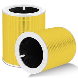 Core 600S Pet Care Replacement Filter for LEVOIT Core 600S-P, Core 600S-RF Air Purifier Filter 3-in-1 True HEPA Activated Carbon for Large Room, 2 Pack, Yellow