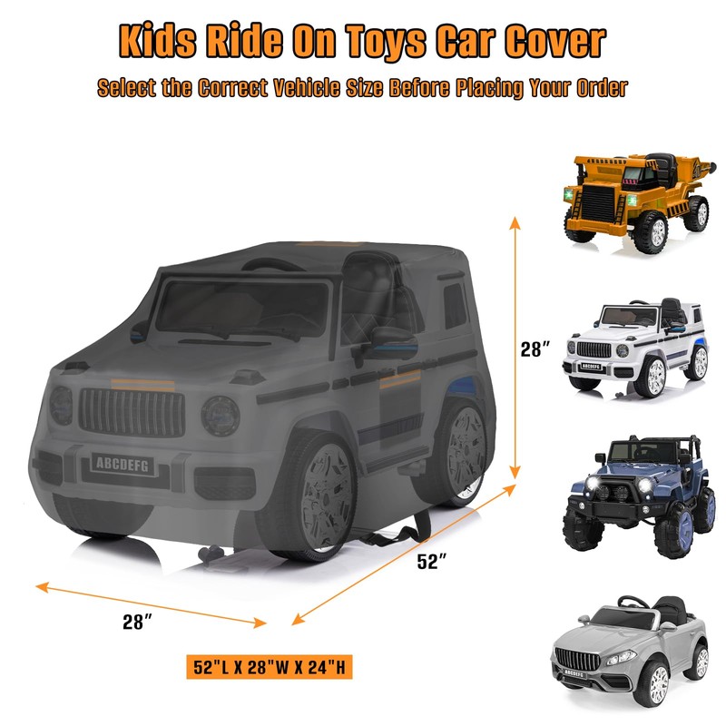 Kids Ride On Toys Car Cover, Waterproof 600D Oxford Fabric