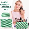 2PCS Travel Cosmetic Bag, Checkerboard Knitted Make Up Bags, Large