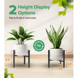 AZADESJET Plant Stand Indoor Adjustable, Metal Modern Indoor Plant Stand, Heavy Duty Plant Stands Outdoor Corner, Stable Plant Holder, Fits 8 to 12 Inches Pots, Black, 1 Pack, Pot & Plant Not Included