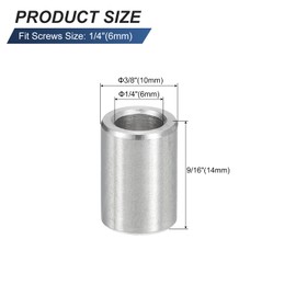 QUARKZMAN Pack of 10 Spacer Sleeves Stainless Steel 6 mm ID x 10 mm OD x 14 mm L 304 Stainless Steel Round Spacers without Thread Columns for Screws 1/4 Inch or M6