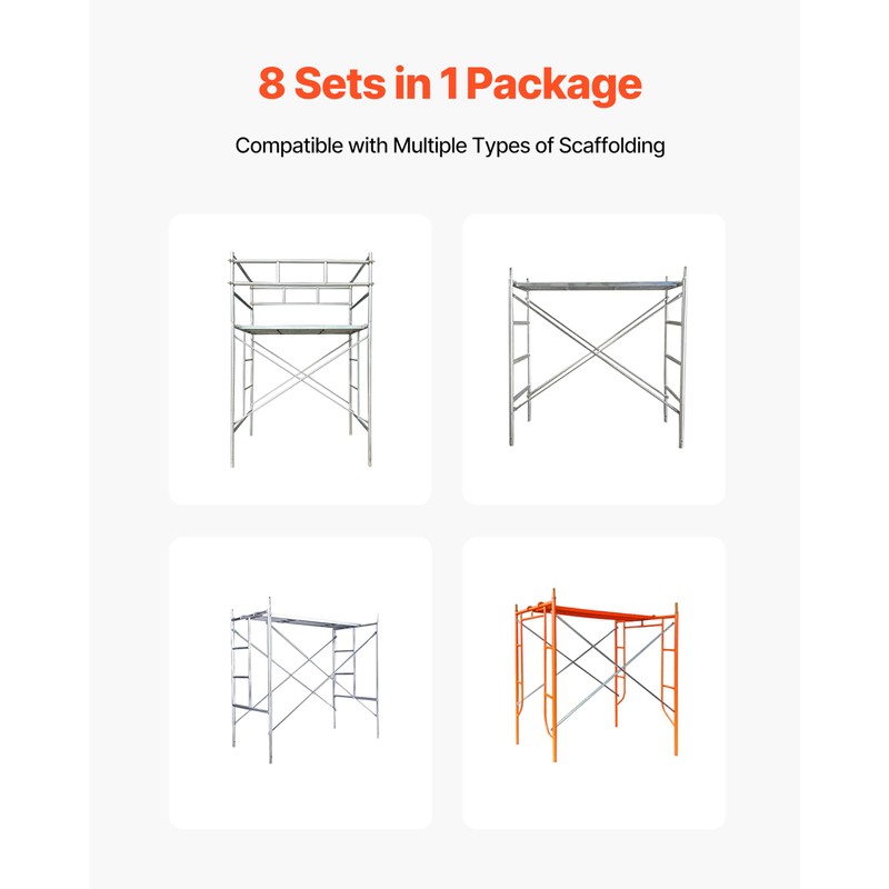 VEVOR Scaffolding Cross Brace 6x4 ft, 8-Pack Solid Carbon Steel
