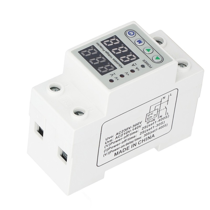 Digital Display 2P Voltage Protector Automatic Reset Under Over Voltage