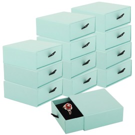 Luxury Velvet-Lined Jewelry Gift Box 12-Pack, Compact Drawer Style Organizer for Earrings & Rings, Elegant Bracelet Display Box, Small Jewelry Storage Box, 3.5x3.5x1.26 Inches (Blue)
