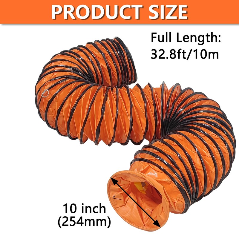 32FT Ducting Hose 10 Inch PVC Flexible Duct Hosing with