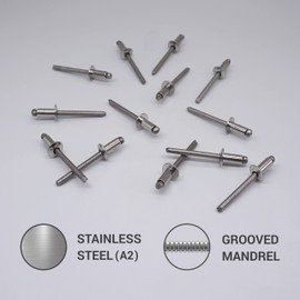 (Pack of 100) Stainless Steel Blind Rivets 4.8 x 10 mm Dome Head Pop Rivets DIN 7337 A2 Rivet Slot Mandrel (100, 4.8 x 10 mm)