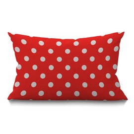 BGBDEIA Red White Polkadot Lumbar Cushion Cover 30 x 50 cm 12x20 Inch Decorative Bedroom Living Room Wave point seamless pattern background Rectanglar Throw Pillow Cover for Bed Sofa Couch
