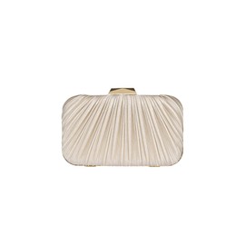 QWINEE Women's Shell Shaped Clutch Purse Ruched Mini Crossbody Bag Elegant Evening Handbag with Chain Strap, Beige, One Size