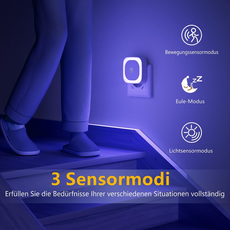 YUNLEX Pack of 2 Night Light Socket with Motion Sensor