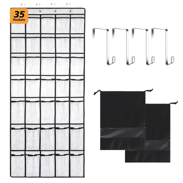 TAIXING 35 Pockets Over Door Shoe Storage, Large Hanging Shoe