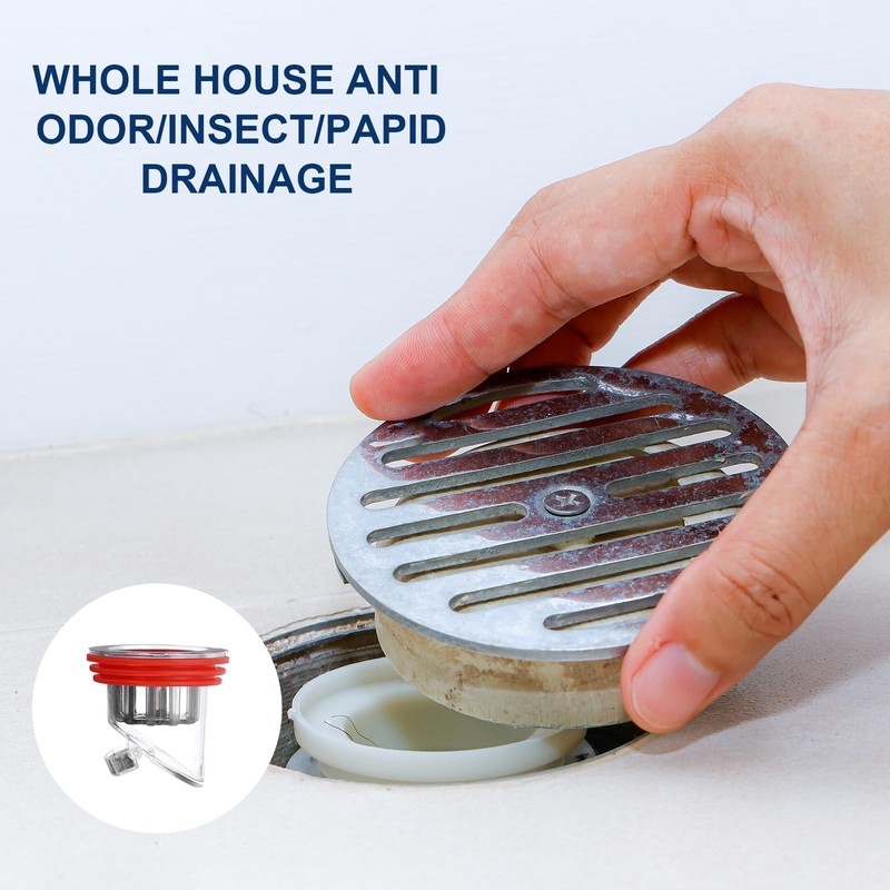 uxcell Odor Proof Floor Drain, Anti-Sewer Backflow One-Way Preventer (4P,
