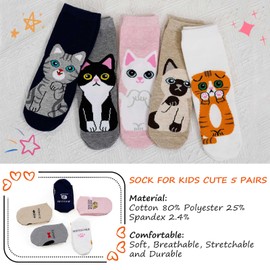 Artfasion Girls Ankle Animal Socks: Cute Crew Cotton Socks Soft Funny Childs Breathable Cartoon Sock for 5-7 Years Kids Students Brother Son Going Out Birthday Exploring Walking Adventure Games Gifts