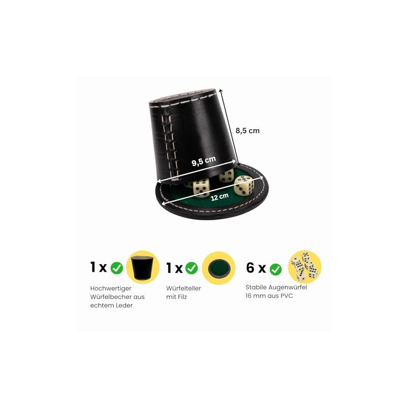 GICO Quality Dice Cup Large (Genuine Leather) XL Black with